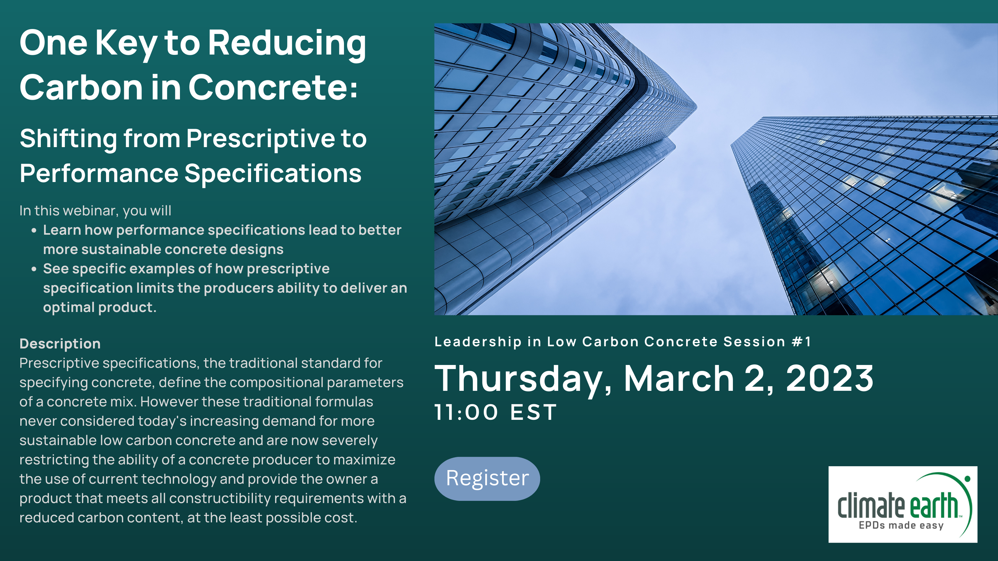 Free webinar: One Key to Reducing Carbon in Concrete